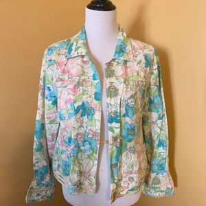 Pink & Turquoise Floral Christopher & Banks Jacket